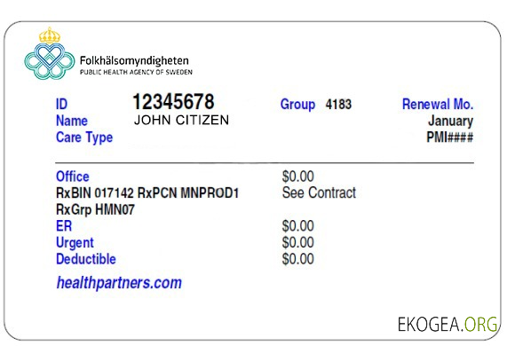Carte d'assurance maladie suédoise